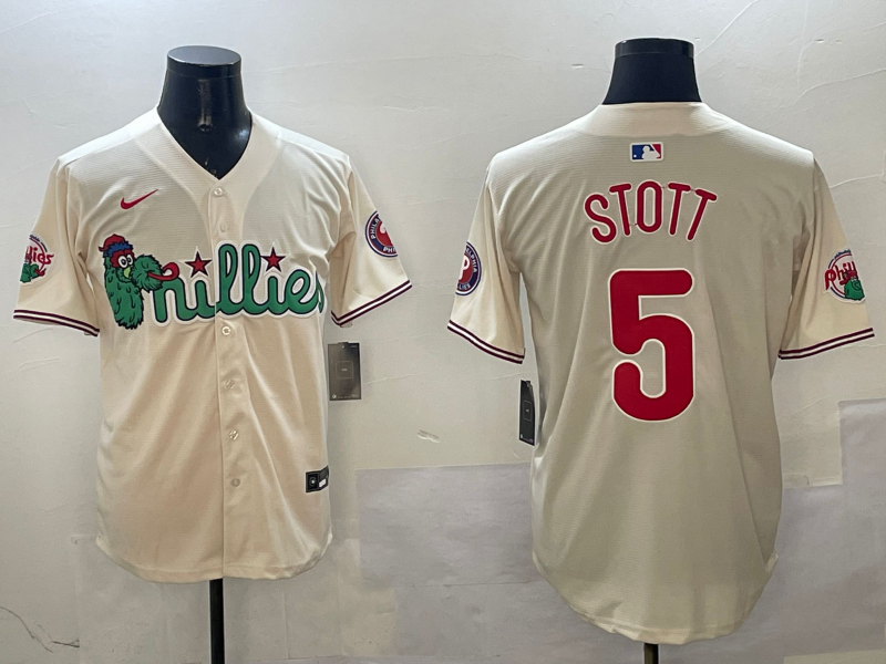 Men's Philadelphia Phillies Bryson Stott #5 Cream Team Jersey